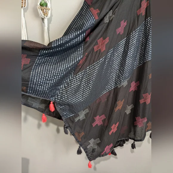 Free People Crossing Paths Pom Tassel Asymmetrical Hem Midi Dress XS - Picture 8 of 16